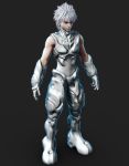 1boy 3d armor blue_eyes chest_plate gauntlets ikedan male_focus original solo spiky_hair white_hair whiteman 
