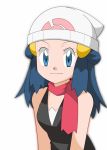  1girl beanie blue_eyes blue_hair female hainchu hat hikari_(pokemon) long_hair navel nintendo pokemon 