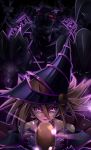  1girl artist_request blonde_hair breasts dark_magician_girl demon evil_eyes female hat looking_at_viewer magic monster wand wizard_hat yu-gi-oh! yuu-gi-ou_duel_monsters 