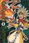  1boy armor artbook infernape looking_at_viewer pokemon pokemon_(game) pokemon_+_nobunaga_no_yabou scan smile 