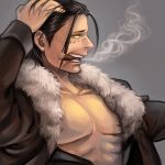  1boy cigar male_focus one_piece open_clothes open_shirt shirt sir_crocodile smoke smoking solo 