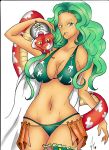  1girl amazon bikini bikini_top boa_sandersonia breasts female green_hair midriff one_piece snake solo swimsuit white_background 