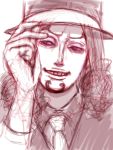  1boy cp9 facial_hair glasses goatee hat male_focus one_piece rob_lucci sketch top_hat 