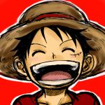  1boy closed_eyes hat male_focus monkey_d_luffy one_piece smile solo straw_hat 
