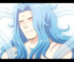  1boy blue_hair fukaboshi male_focus merman monster_boy one_piece prince smile solo 