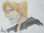  1boy blonde_hair disguise dressrosa fake_mustache glasses male_focus one_piece profile sanji solo 