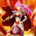  armor breasts knight pink_hair sword 