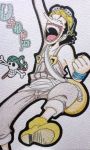  1boy black_hair character_name goggles male_focus one_piece overalls smile solo usopp 