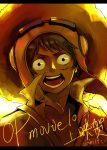  1boy hat male_focus monkey_d_luffy one_piece one_piece:_strong_world open_clothes open_shirt shirt solo 