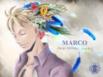  1boy blonde_hair feathers flower male_focus marco one_piece solo 