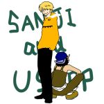  2boys back-to-back character_name male_focus multiple_boys one_piece sanji transparent_background usopp 