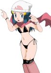  1girl bare_legs bikini blue_eyes blue_hair breasts female hainchu hikari_(pokemon) legs long_hair navel nintendo pokemon small_breasts solo swimsuit 