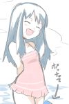  1girl blue_hair hainchu hikari_(pokemon) outdoors pale_color pokemon sketch smile solo swimsuit 