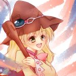  1girl beryl_benito blonde_hair blush brown_hair brush hat long_hair open_mouth ribbon tales_of_(series) tales_of_hearts wide_sleeves witch_hat 