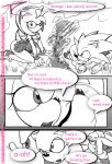  amy_rose bare_shoulders comic doujinshi furry looking_at_viewer monochrome sega smile sonic sonic_the_hedgehog tcprod 