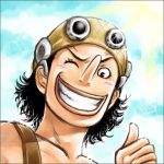  1boy bandanna black_hair goggles male_focus one_piece overalls smile solo usopp wink 