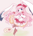  1girl artist_request black_eyes boots dress female full_body furry long_hair open_mouth pink_hair rabbit solo sparkling_eyes 