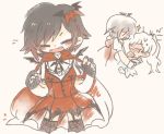  2girls bat_wings cape fangs halloween multiple_girls ruby_rose rwby short_hair skirt thigh-highs vampire weiss_schnee white_hair wings 