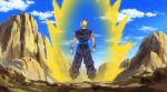  10s 1boy 2015 90s animated animated_gif aura belt black_hair blonde_hair blue_sky dougi dragon_ball dragon_ball_gt dragon_ball_heroes dragonball_z fur male_focus muscle screaming shirtless sky solo son_gohan super_saiyan super_saiyan_4 tail transformation wristband yellow_eyes 