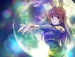  1girl animal_ears breasts brown_eyes brown_hair iesupa long_hair moon rabbit_ears rwby solo velvet_scarlatina 