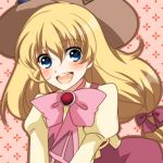  1girl beryl_benito blonde_hair blue_eyes blush freckles hat long_hair ribbon tales_of_(series) tales_of_hearts witch_hat 