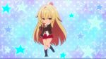  1girl animated animated_gif blonde_hair chibi dancing long_hair miniskirt red_eyes shikishima_mirei skirt solo valkyrie_drive valkyrie_drive_-mermaid- 