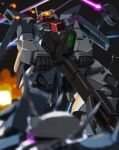  beam beam_rifle energy_gun firing gundam gundam_zz highres mecha weapon yoyo1/3 zaku zaku_iii 