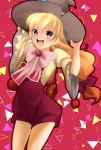 1girl beryl_benito blonde_hair blush hat long_hair open_mouth ribbon tales_of_(series) tales_of_hearts violet_eyes wide_sleeves witch_hat 