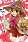  1girl beryl_benito blonde_hair brown_eyes brush hat long_hair open_mouth paint ribbon tales_of_(series) tales_of_hearts thigh-highs wide_sleeves witch_hat 