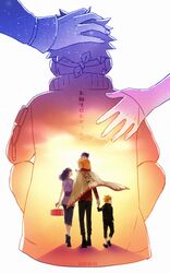  back cape dated family from_behind hand_holding hand_on_head hand_on_shoulder hyuuga_hinata naruto naruto_shippuuden piggyback sunset translation_request uzumaki_boruto uzumaki_himawari uzumaki_naruto walking youzt 