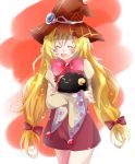  1girl beryl_benito blonde_hair blush closed_eyes hat long_hair open_mouth ribbon tales_of_(series) tales_of_hearts wide_sleeves witch_hat 