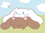  androgynous artist_request blue_eyes cinnamoroll closed_eyes dog flat_color furry outdoors sky sleeping 