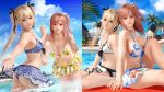  2girls 3d ass bikini blonde_hair blue_eyes breasts dead_or_alive dead_or_alive_xtreme_3_fortune honoka_(doa) marie_rose multiple_girls official_art outdoors pink_hair sky swimsuit 