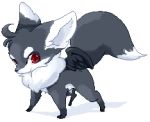  androgynous animal artist_request full_body furry pixel red_eyes solo white_background wolf 