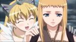  2girls animated animated_gif blonde_hair closed_eyes earrings elina jewelry leina long_hair multiple_girls necklace open_mouth queen&#039;s_blade sad siblings sisters smile standing 