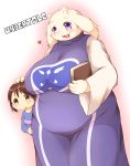  1boy 1girl brown_hair copyright_name family frisk_(undertale) furry mother_and_son open_mouth plump radio_(radio-tou) short_hair toriel undertale violet_eyes yellow_eyes 