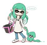  1girl artist_request blush brown_eyes inkling looking_at_viewer simple_background splatoon squid tentacle_hair translated white_background 