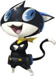  blue_eyes cat cat_ears cat_tail crossed_arms fang full_body morgana_(persona_5) no_humans official_art persona persona_5 scarf simple_background solo tail 
