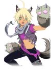  1boy animal_ears animal_tail blonde_hair cat_ears cat_tail emil_castagnier fang green_eyes male_focus midriff official_art paws tail tales_of_(series) tales_of_symphonia tales_of_symphonia_knight_of_ratatosk 
