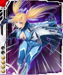  1girl blonde_hair bodysuit breasts cleavage coat female shinganji_kurenai solo taimanin_asagi_battle_arena taimanin_kurenai twintails weapon zol 