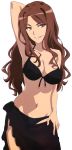  1girl bikini black_bikini black_binini breasts brown_eyes brown_hair cleavage extraction highres long_hair looking_at_viewer mugino_shizuri navel smile solo swimsuit to_aru_kagaku_no_railgun to_aru_majutsu_no_index transparent_background vector_trace 