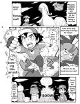  citron_(pokemon) eureka_(pokemon) goodra gouguru monochrome pokemon satoshi_(pokemon) serena_(pokemon) translated 