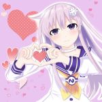  1girl choujigen_game_neptune d-pad hair_ornament heart heart_background heart_hands highres long_hair nepgear neptune_(series) purple_hair smile solo violet_eyes 