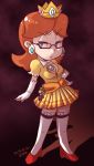  1girl adapted_costume artist_request bayonetta blue_eyes brown_hair glasses luigi nintendo princess_daisy stuffed_animal super_mario_bros. super_mario_land toy 