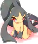  black_hair blush horn kaceuth mawile no_humans pokemon red_eyes simple_background solo white_background 