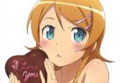  &lt;3 1girl blush kousaka_kirino orange_hair ore_no_imouto_ga_konna_ni_kawaii_wake_ga_nai simple_background solo 