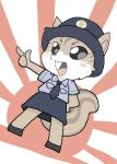  1girl artist_request female full_body furry hat pointing police police_uniform skirt solo squirrel uniform white_background 