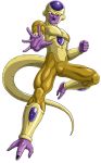  1boy alien dragon_ball dragonball_z evil flying frieza full_body golden_frieza male_focus muscle pose render simple_background smile solo tail 