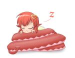  1girl closed_eyes lamia long_hair miia_(monster_musume) monster_girl monster_musume_no_iru_nichijou redhead simple_background sleeping solo tail_wagging 