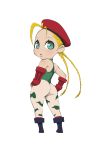  1girl artist_request ass cammy_white chibi green_eyes huge_ass looking_at_viewer looking_back street_fighter 